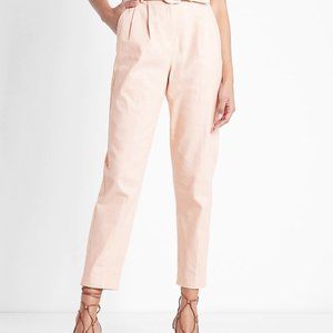 Express High Waisted Linen-Blend Belted Ankle Pant Pink